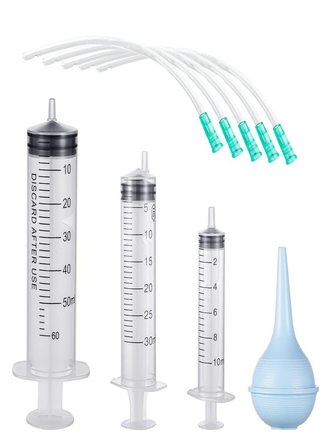 Lukdin 9-Piece Puppy Tube Feeding Kit - Includes 5 Feeding Tubes, 3 Syringes (10ml, 30ml, 60ml) & 1 Bulb Syringe - Ideal for Small Pets, Kittens, Lambs & Whelping Care - Image 1